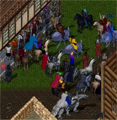 Group Gathers Outside the Red Wolf Cafe